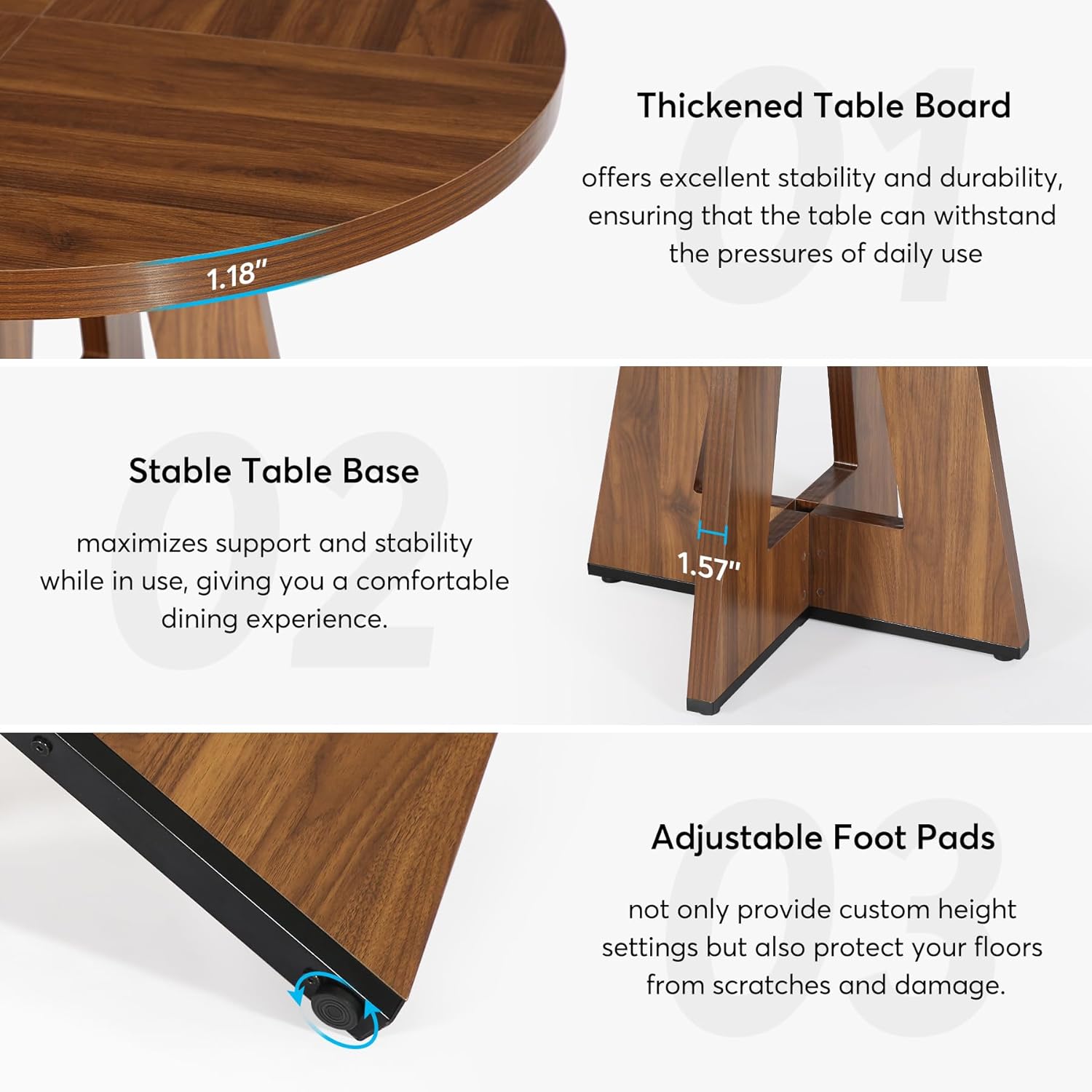 Tribesigns 47 Inch Round Dining Table, Farmhouse Kitchen Table for 4-6