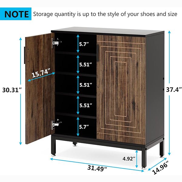 31.49" Shoe Cabinet with Doors for 20 Pairs, 5 Tier Modern Freestanding Shoe Storage Organizer