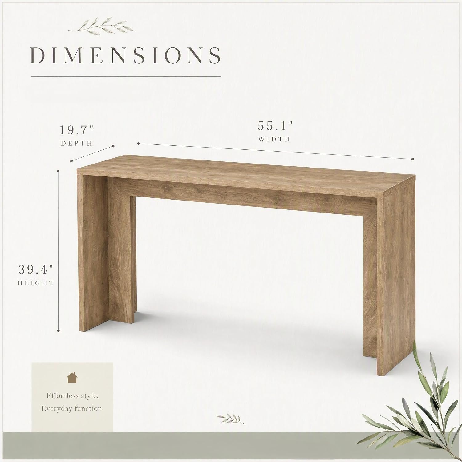 55" Long Narrow Bar Table, Bar Height Table for 2–4 Person