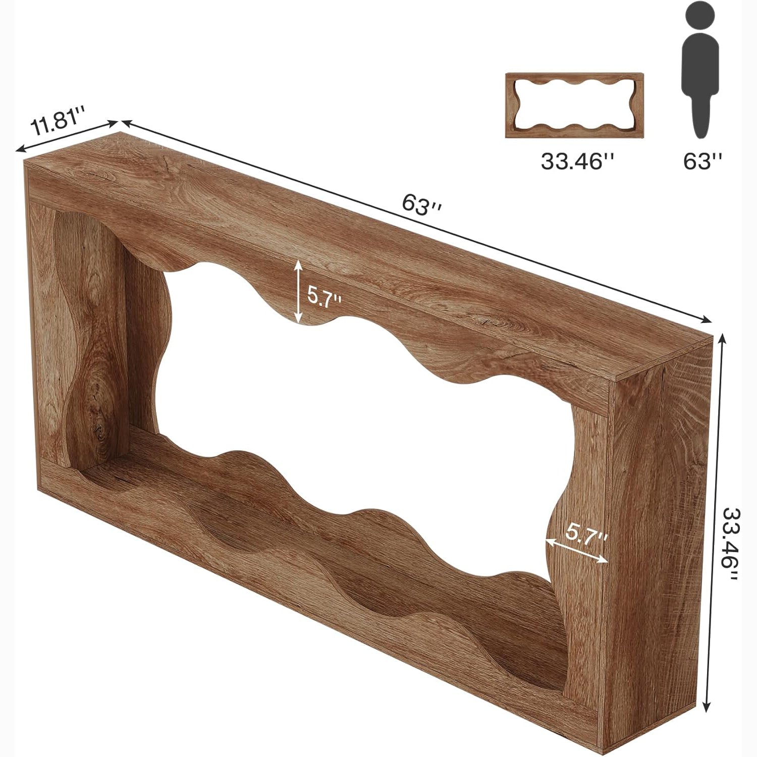 63 Inch Farmhouse Console Table with Storage, Narrow Sofa Table for Living Room and Entryway