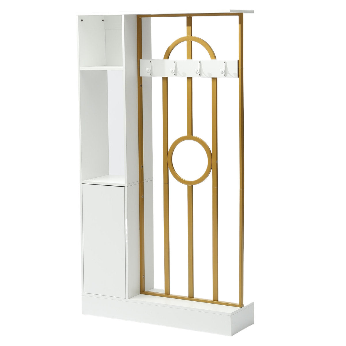 70.8" Room Divider with Storage & Coat Hooks, Freestanding Entryway Partition, Living Room