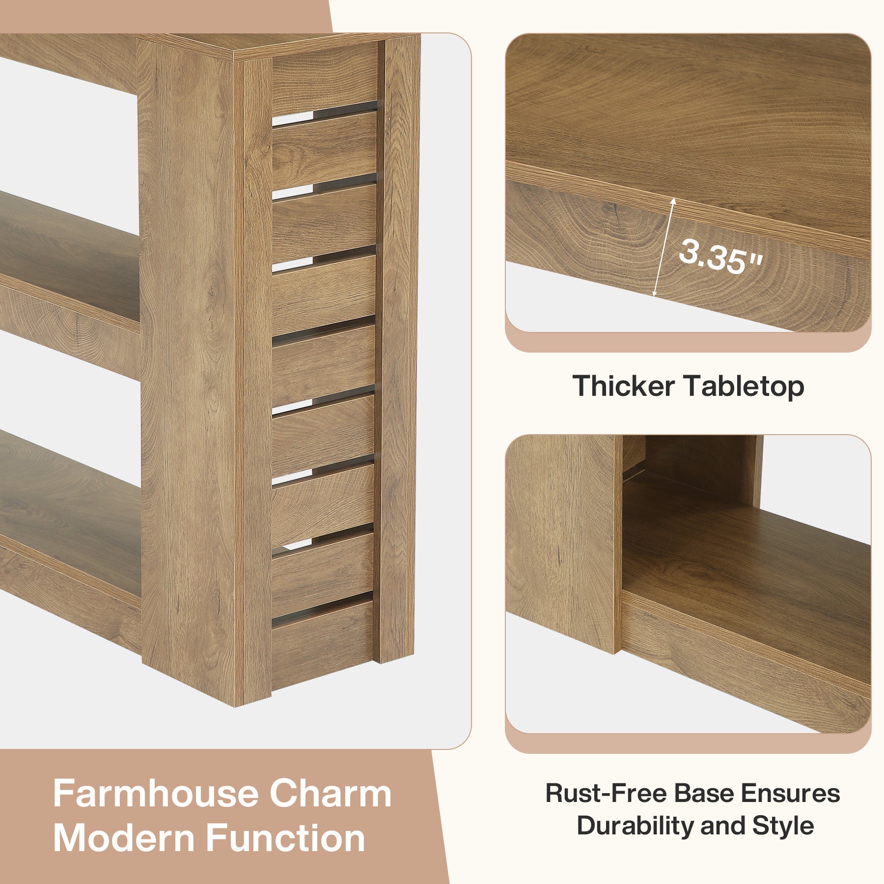 71" Console Table, Wooden 3-Tier Sofa Table Entryway Table