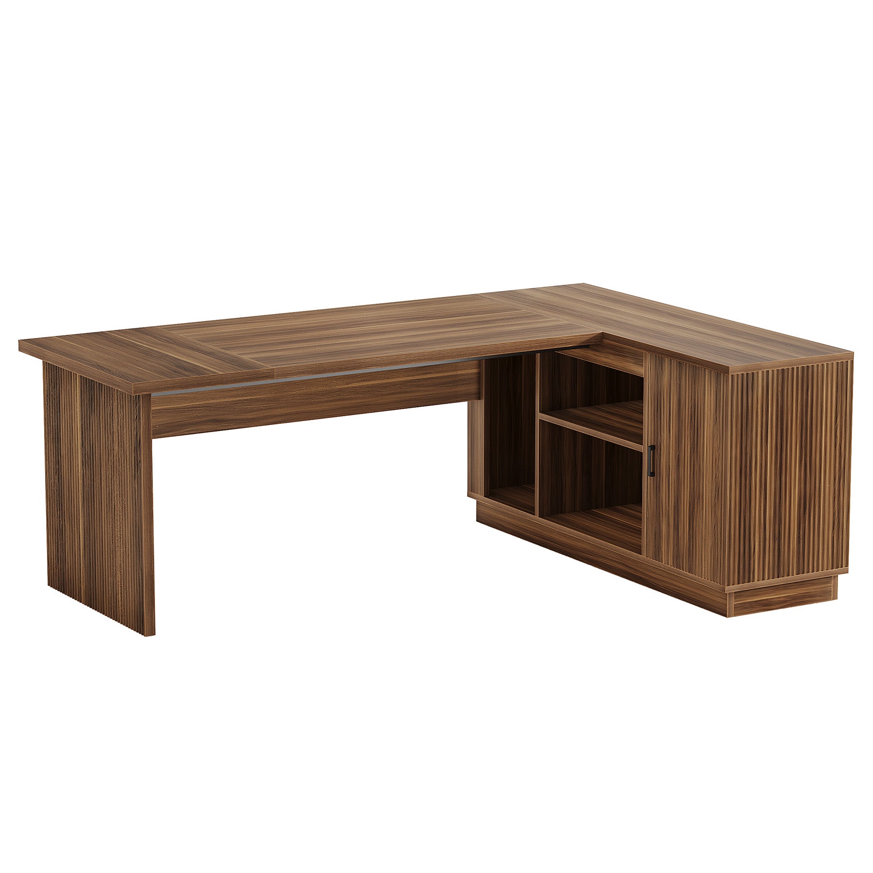 71" Executive Desk, L-Shaped Office Computer Table with File Cabinet