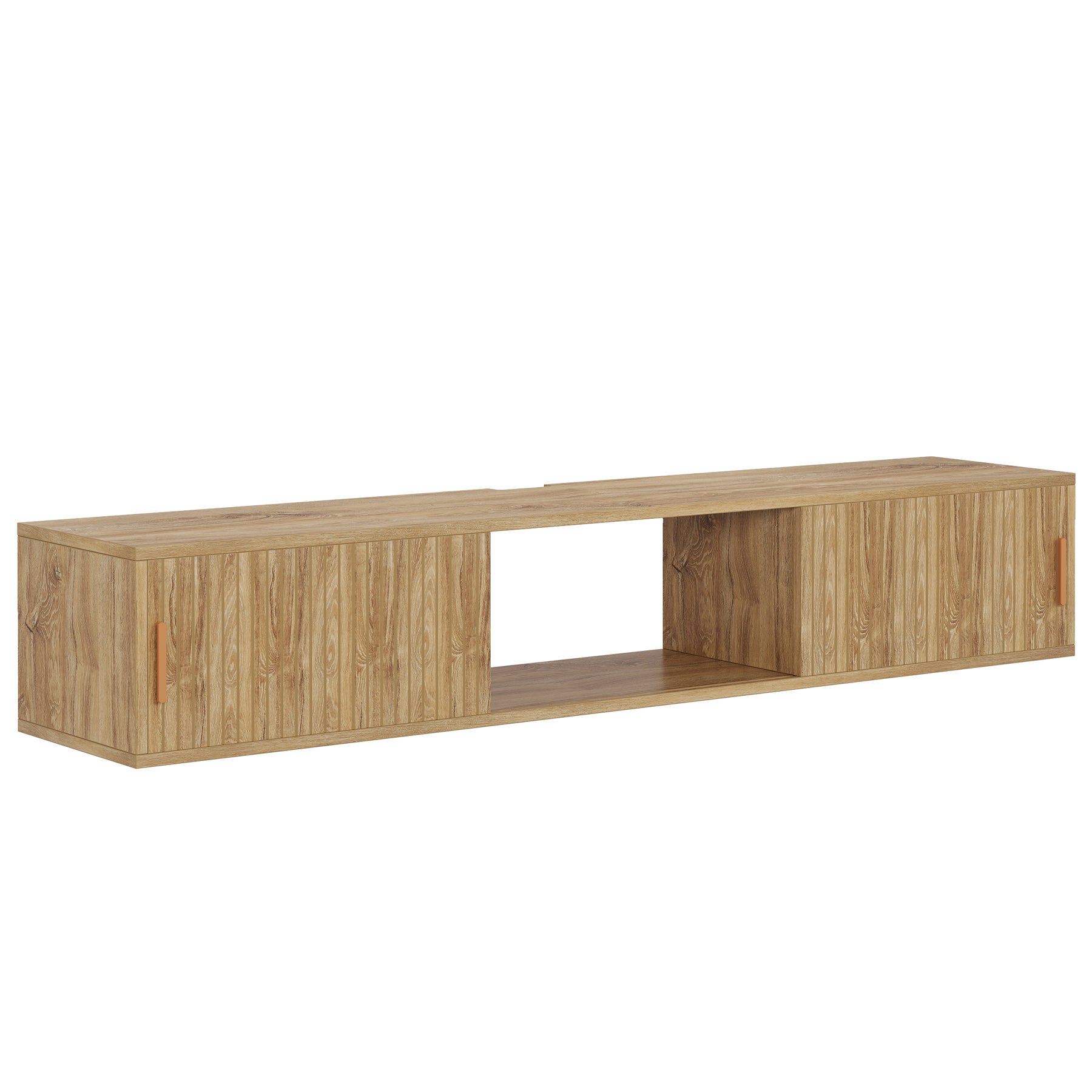 71" Floating TV Stand, Wall Mounted Entertainment Center with Fluted Sliding Door