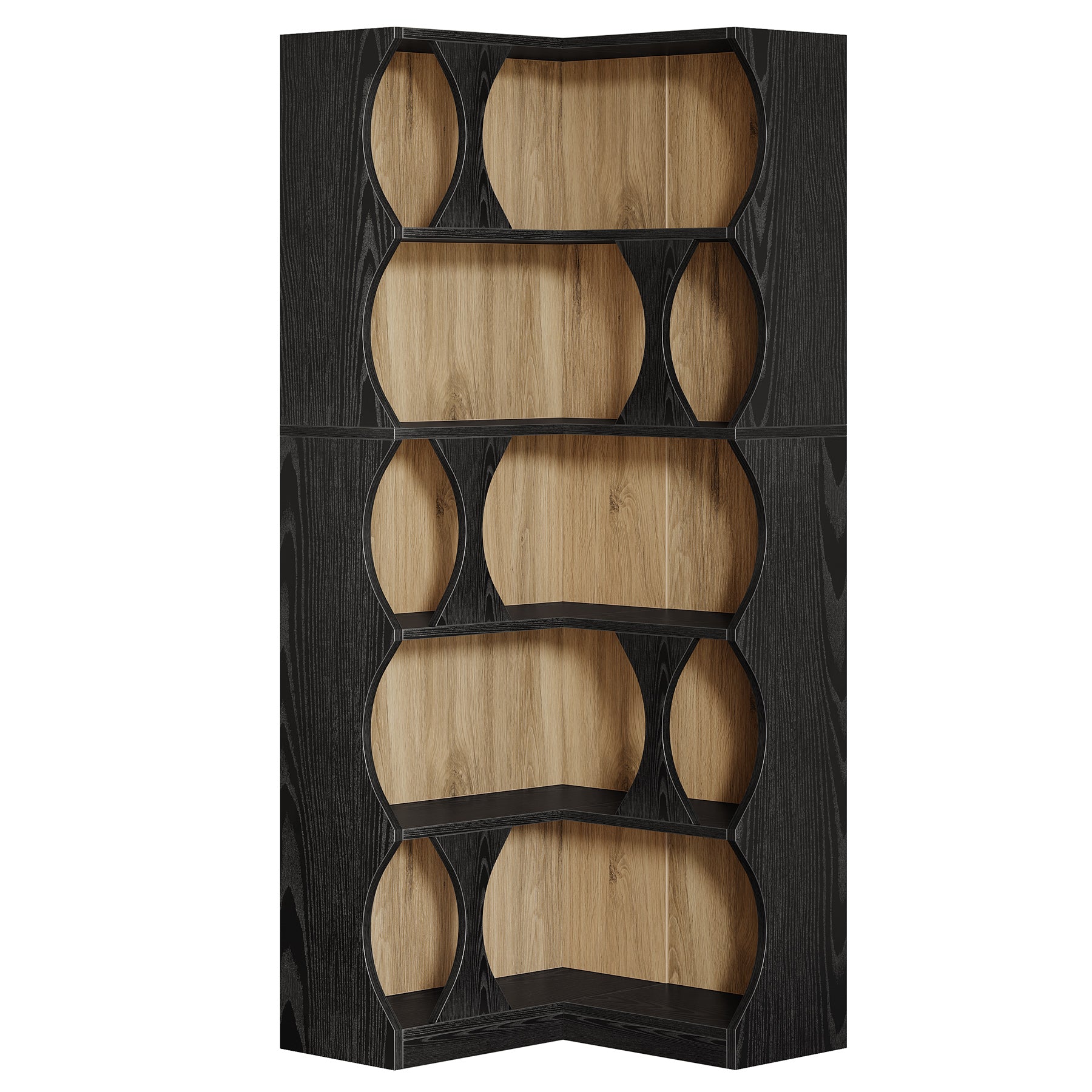 71" Tall Corner Bookshelf, 5-Tier L-Shaped Bookcase Etagere Shelf for Home Office