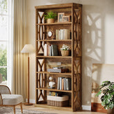 71" Wooden Bookshelf, 6-Tier Freestanding Bookcase Display Shelves 3