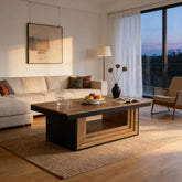 47" Rectangle Coffee Table, Pedestal Center Table Tea Table for Living Room 3