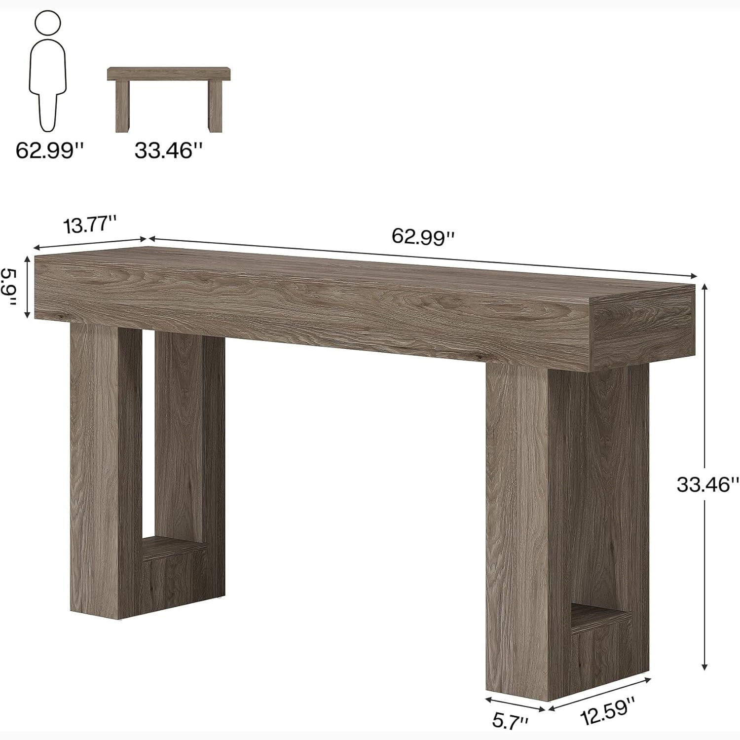 Tribesigns 63-Inch Console Table, Farmhouse Wooden Sofa Table