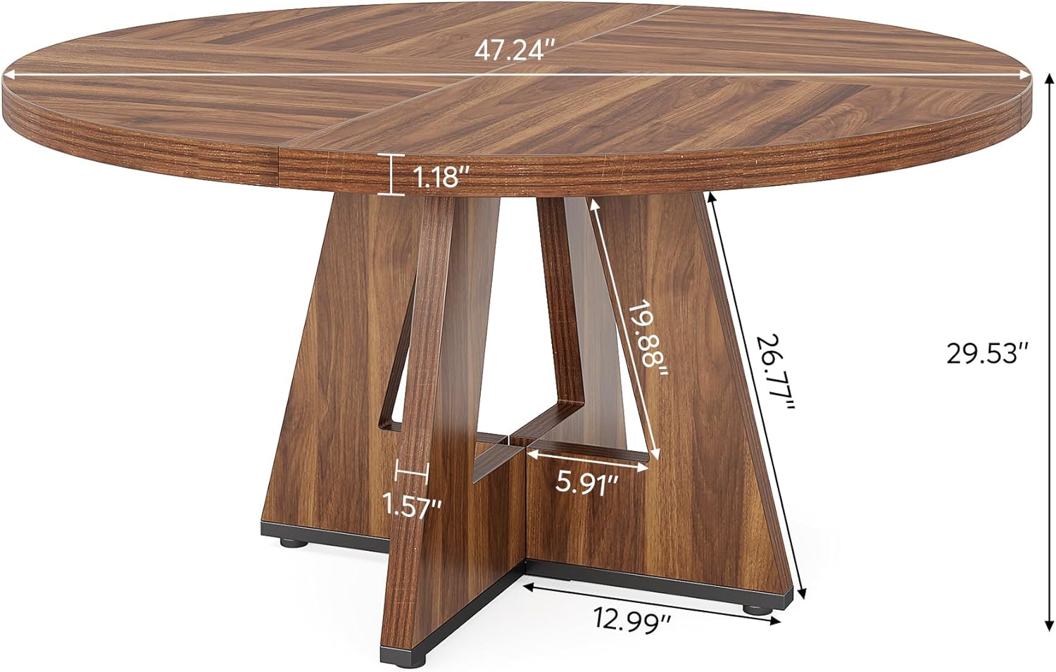Tribesigns 47 Inch Round Dining Table, Farmhouse Kitchen Table for 4-6