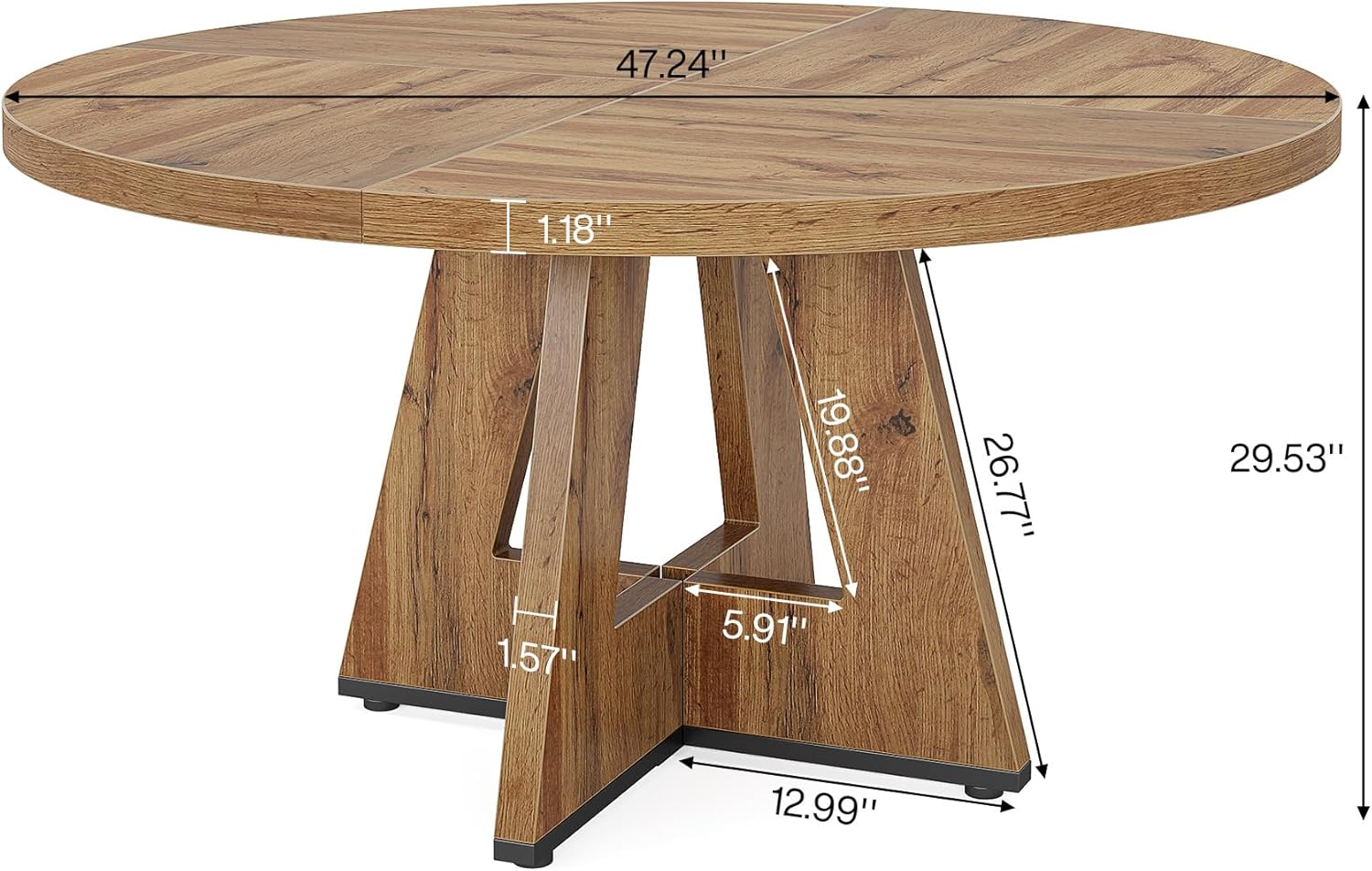 Tribesigns 47 Inch Round Dining Table, Farmhouse Kitchen Table for 4-6