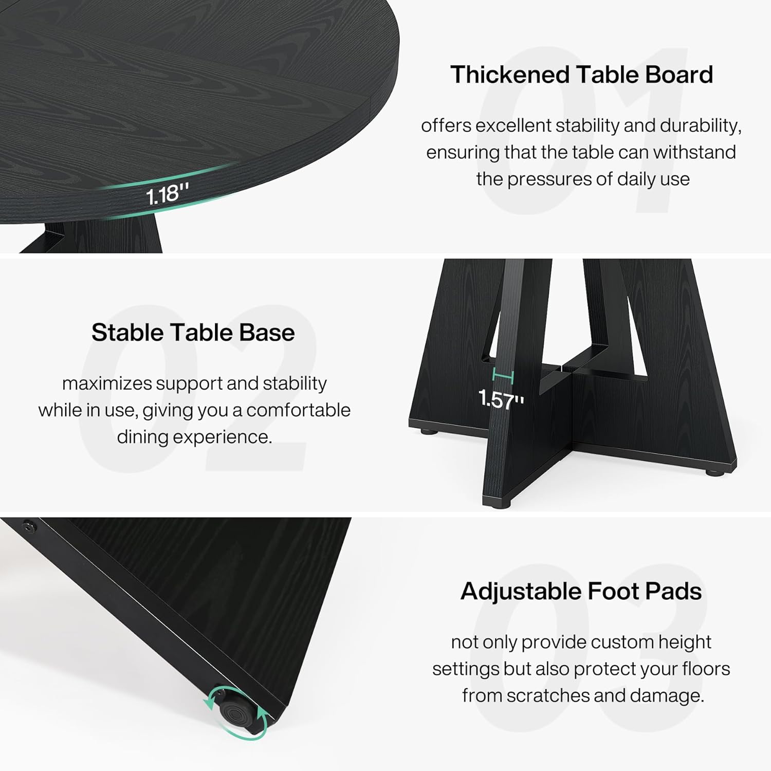 Tribesigns 47 Inch Round Dining Table, Farmhouse Kitchen Table for 4-6