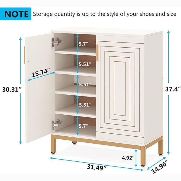 31.49" Shoe Cabinet with Doors for 20 Pairs, 5 Tier Modern Freestanding Shoe Storage Organizer