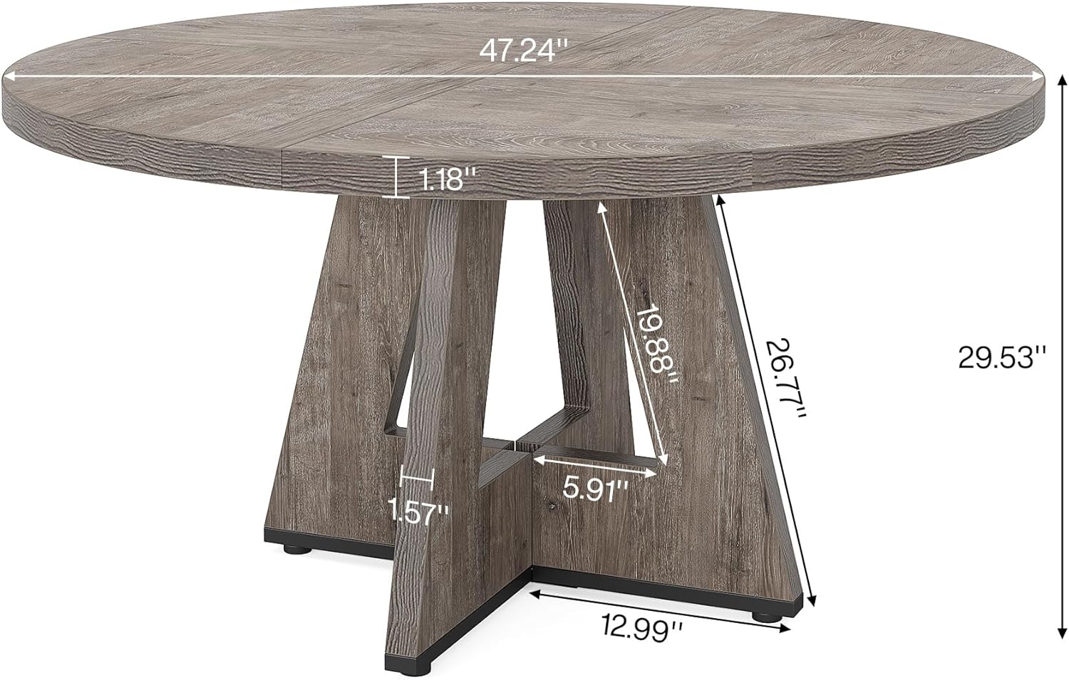 Tribesigns 47 Inch Round Dining Table, Farmhouse Kitchen Table for 4-6