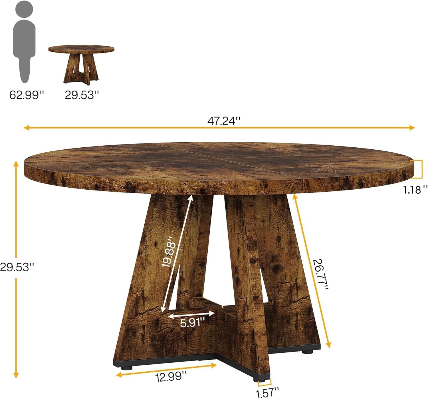 Tribesigns 47 Inch Round Dining Table, Farmhouse Kitchen Table for 4-6