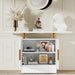Console Table, 55" White Entryway Table with Storage and Door Tribesigns