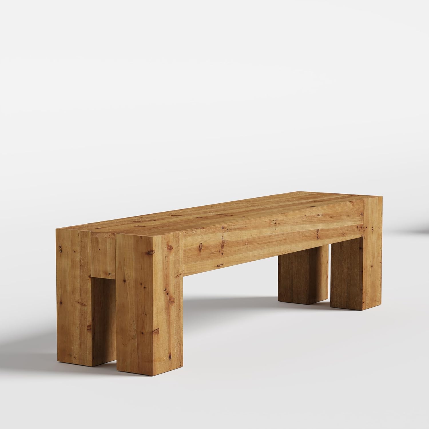 63" Long Dining Bench, Wood Kitchen Table Bench with Sturdy Frame