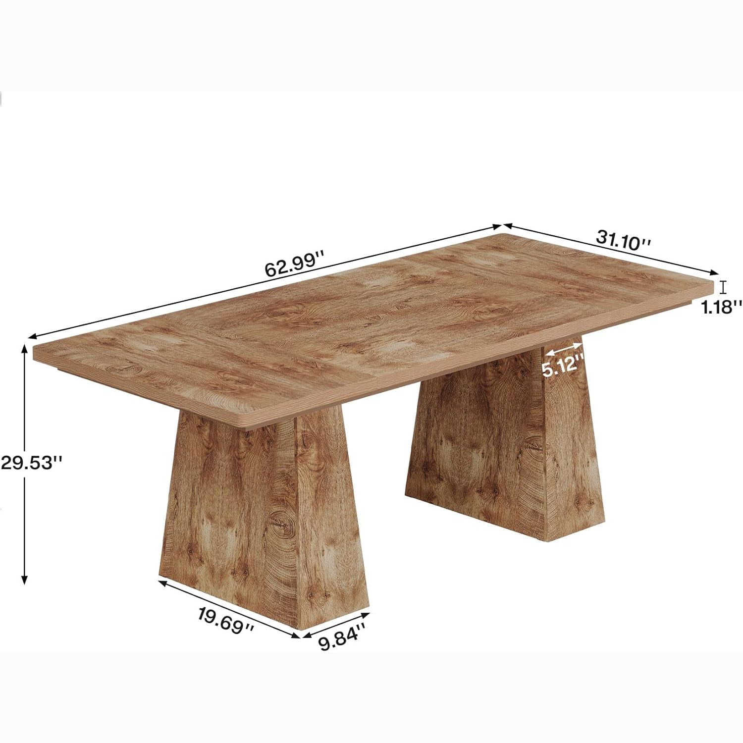 63" Executive Office Desk, Modern Black Double Pedestal Workstation for Home