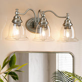3 - Light Bathroom Light Fixtures, Modern Wall Lights with Clear Glass Shade Tribesigns 3