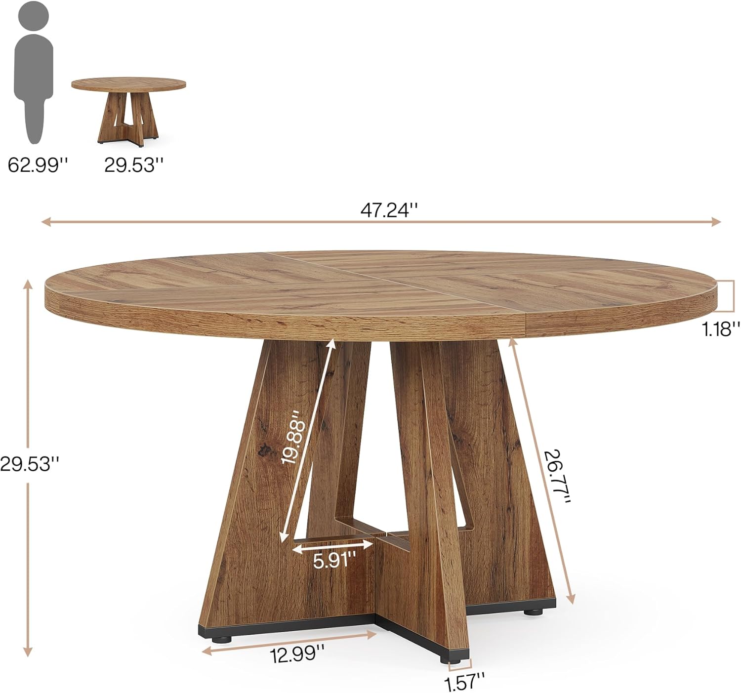 Tribesigns 47-Inch Round Conference Table for 4-6 People, Wooden Base and Thickened Top