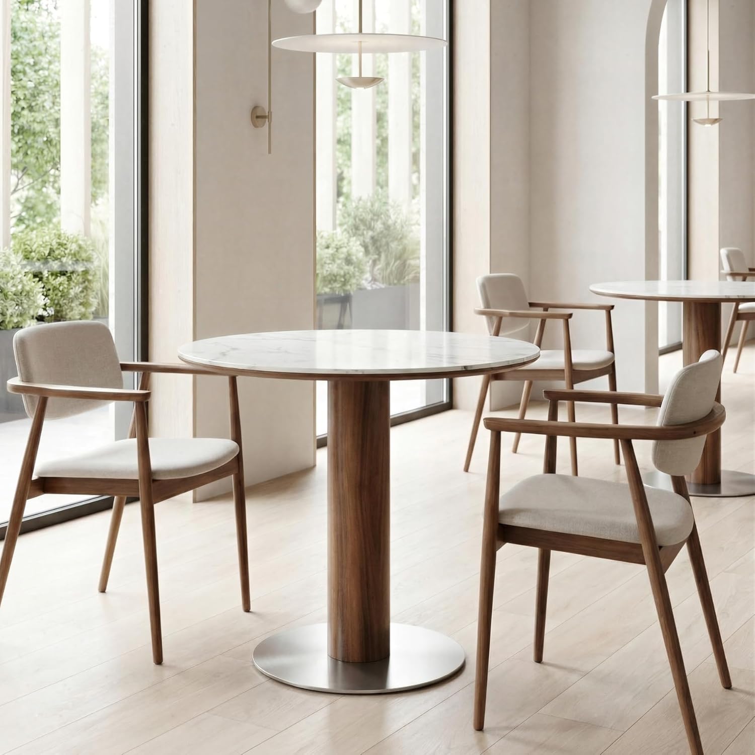 31.5" Modern Dining Table, Round Kitchen Table with Sintered Stone Top