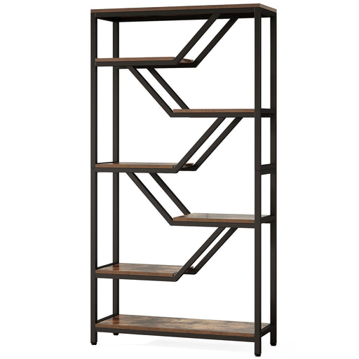 72" Bookshelf, 6 - Tier Bookcase Etagere Open Storage Organizer Tribesigns