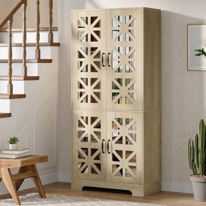 72" Shoe Cabinet, 5 - Tier Shoe Organizer with Adjustable Shelves Tribesigns