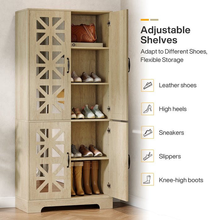 72" Shoe Cabinet, 5 - Tier Shoe Organizer with Adjustable Shelves Tribesigns