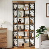 72" Tall Corner Bookshelf, 6-Tier L-Shaped Corner Bookcase with Back Baffle 3