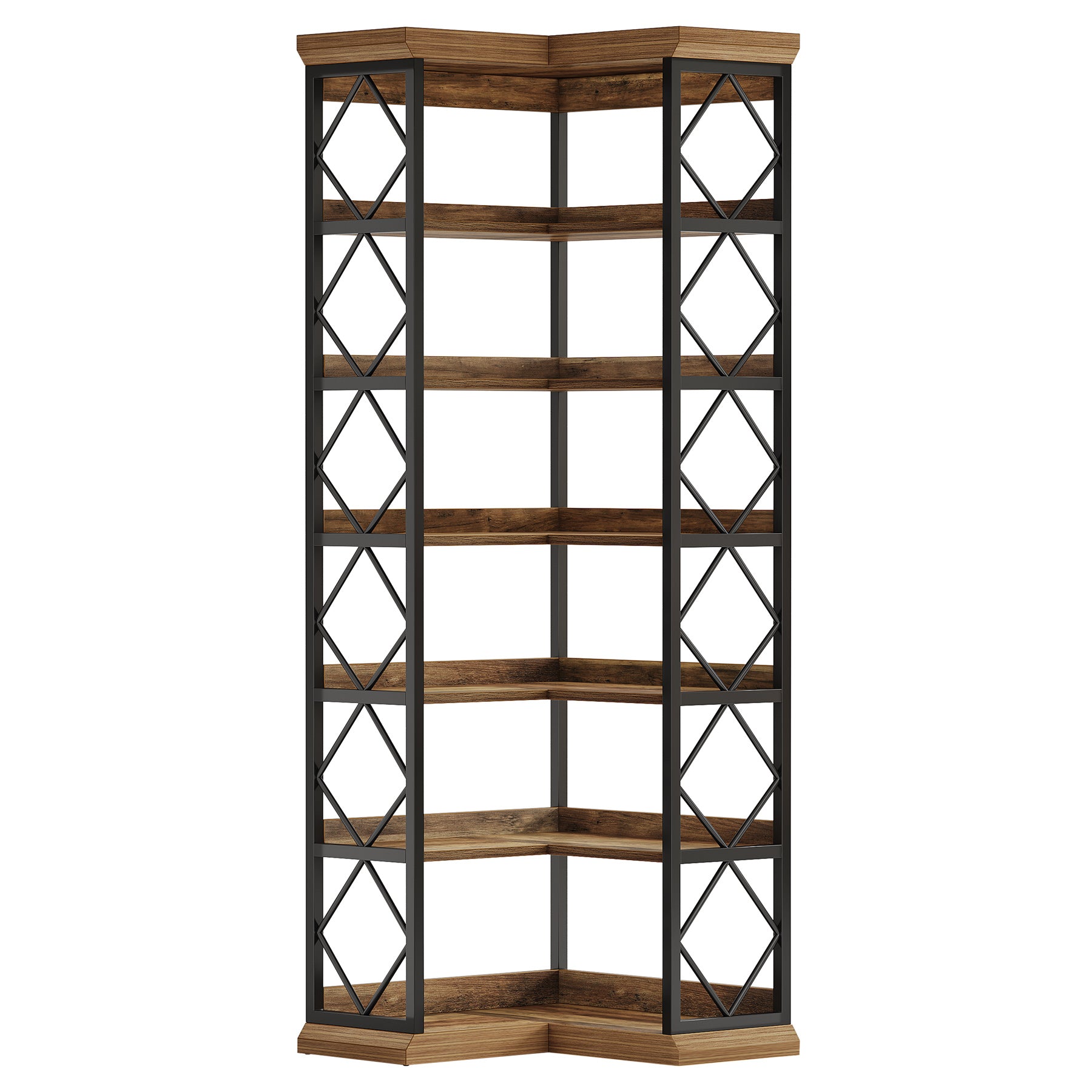 72" Tall Corner Bookshelf, 6-Tier L-Shaped Corner Bookcase with Back Baffle