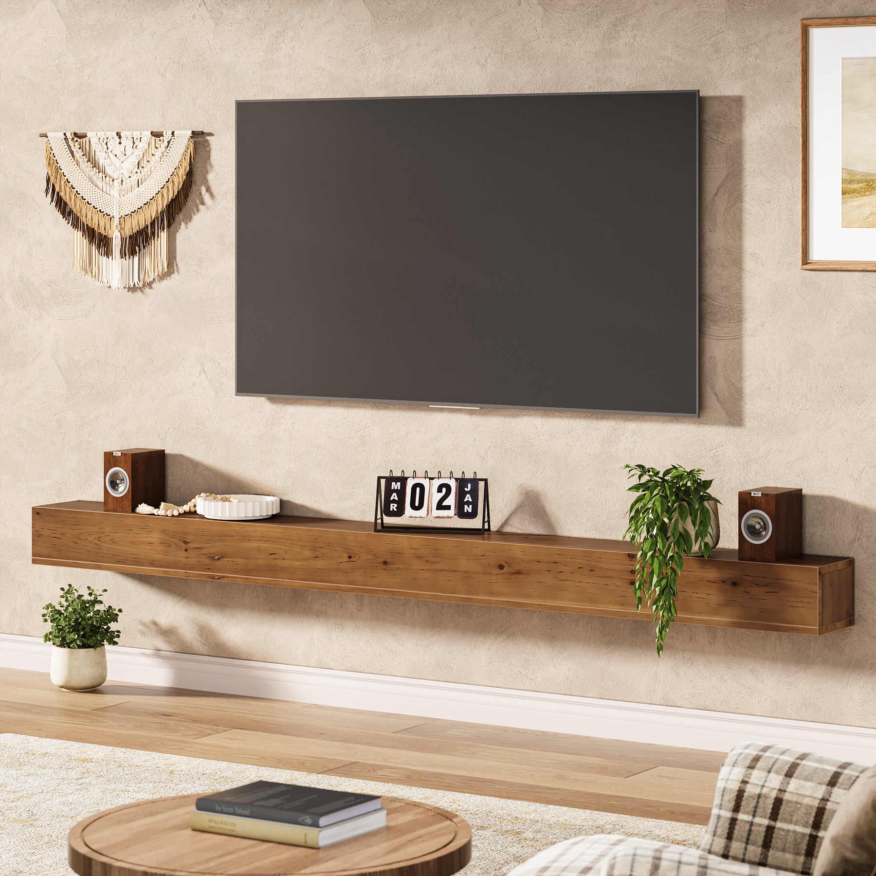 74.8" Fireplace Mantel Shelf, Wall Mounted Floating Shelves Display Shelves