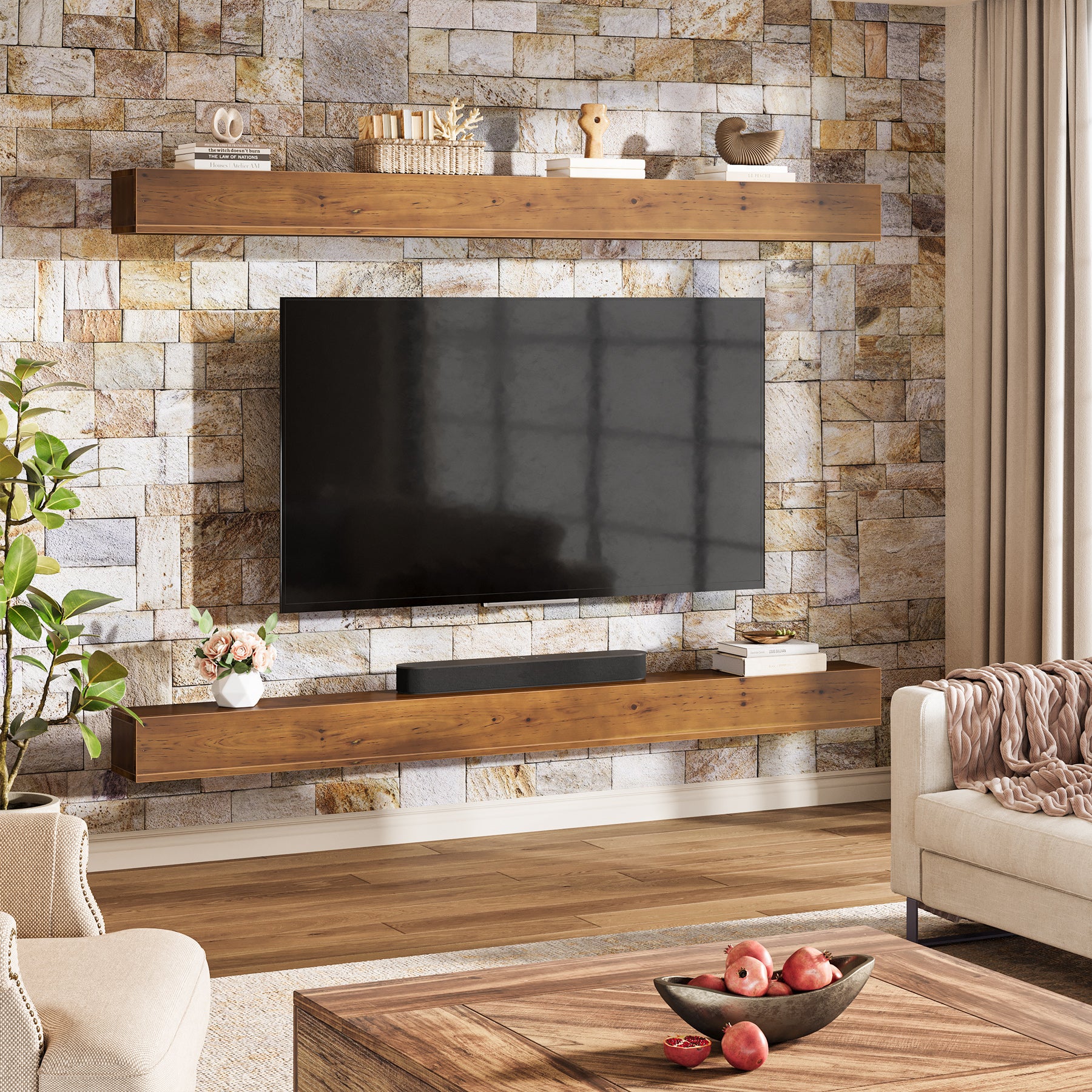 74.8" Fireplace Mantel Shelf, Wall Mounted Floating Shelves Display Shelves