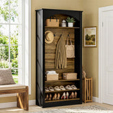 74.8" Hall Tree, 3-Tier Farmhouse Shoe Rack with Coat Rack for Entryway 3