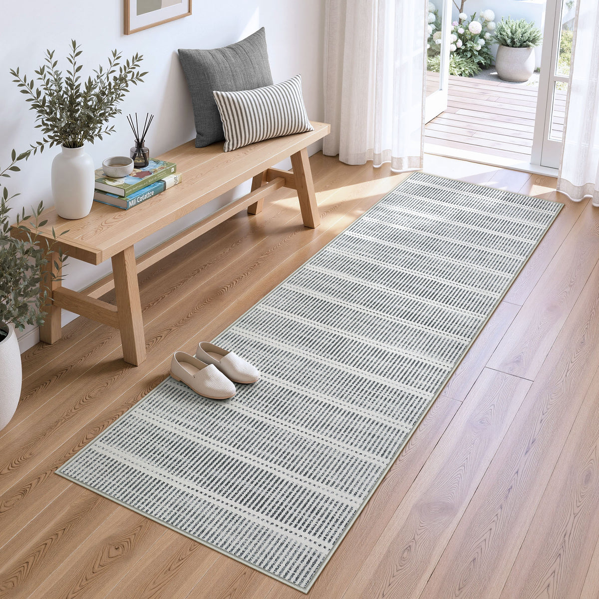 Minimalist Washable Runner Rug - Non-Slip Ultra Thin Carpet for Kitchen Hallway