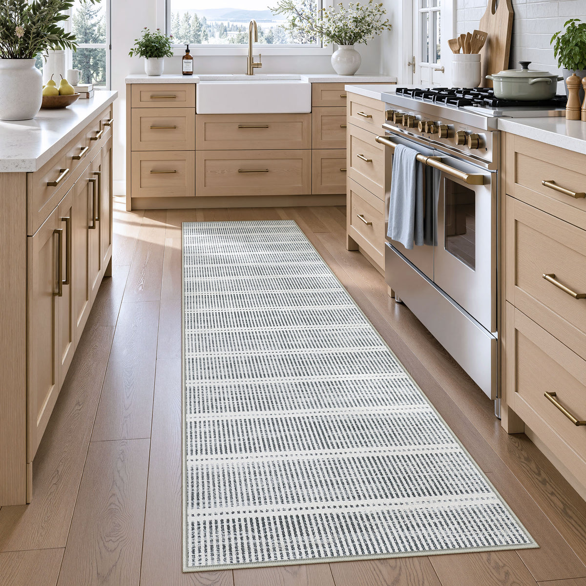 Minimalist Washable Runner Rug - Non-Slip Ultra Thin Carpet for Kitchen Hallway