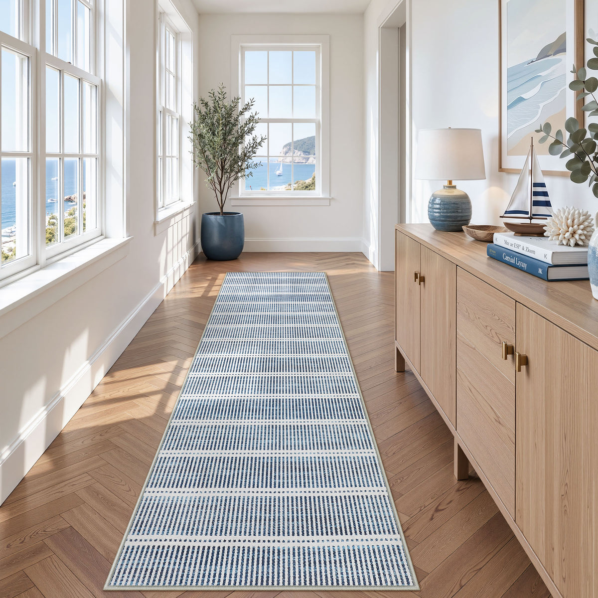 Minimalist Washable Runner Rug - Non-Slip Ultra Thin Carpet for Kitchen Hallway