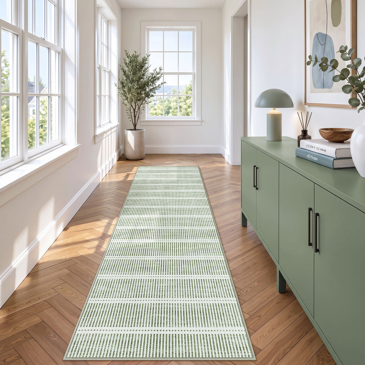 Minimalist Washable Runner Rug - Non-Slip Ultra Thin Carpet for Kitchen Hallway