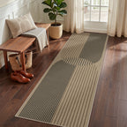 Boho Jute Washable Area Rug, Non-Slip Neutral Abstract, Indoor Outdoor Entryway Kitchen Patio Rug