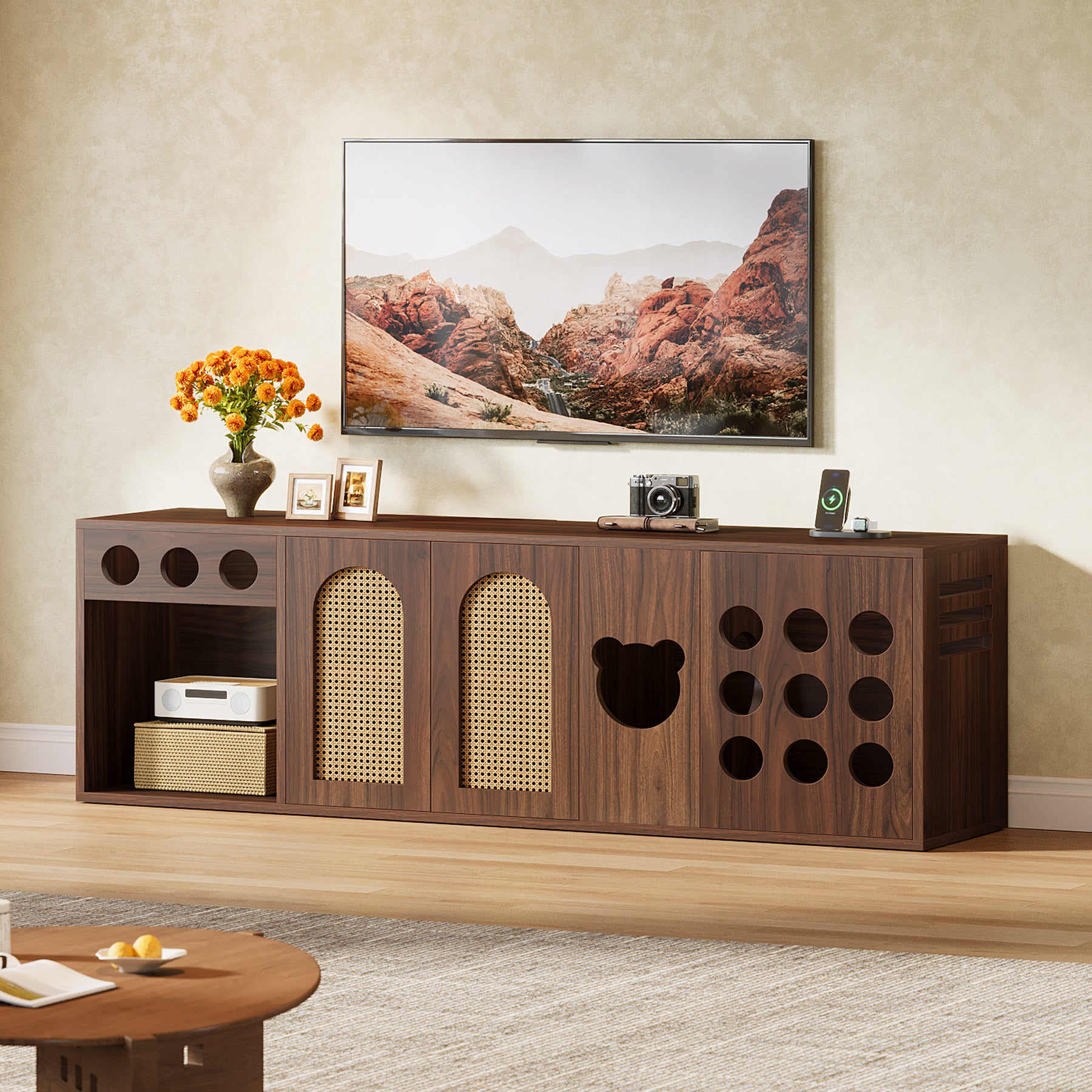 70.9" TV Stand, Extra Large Console Cabinet Entertainment Center
