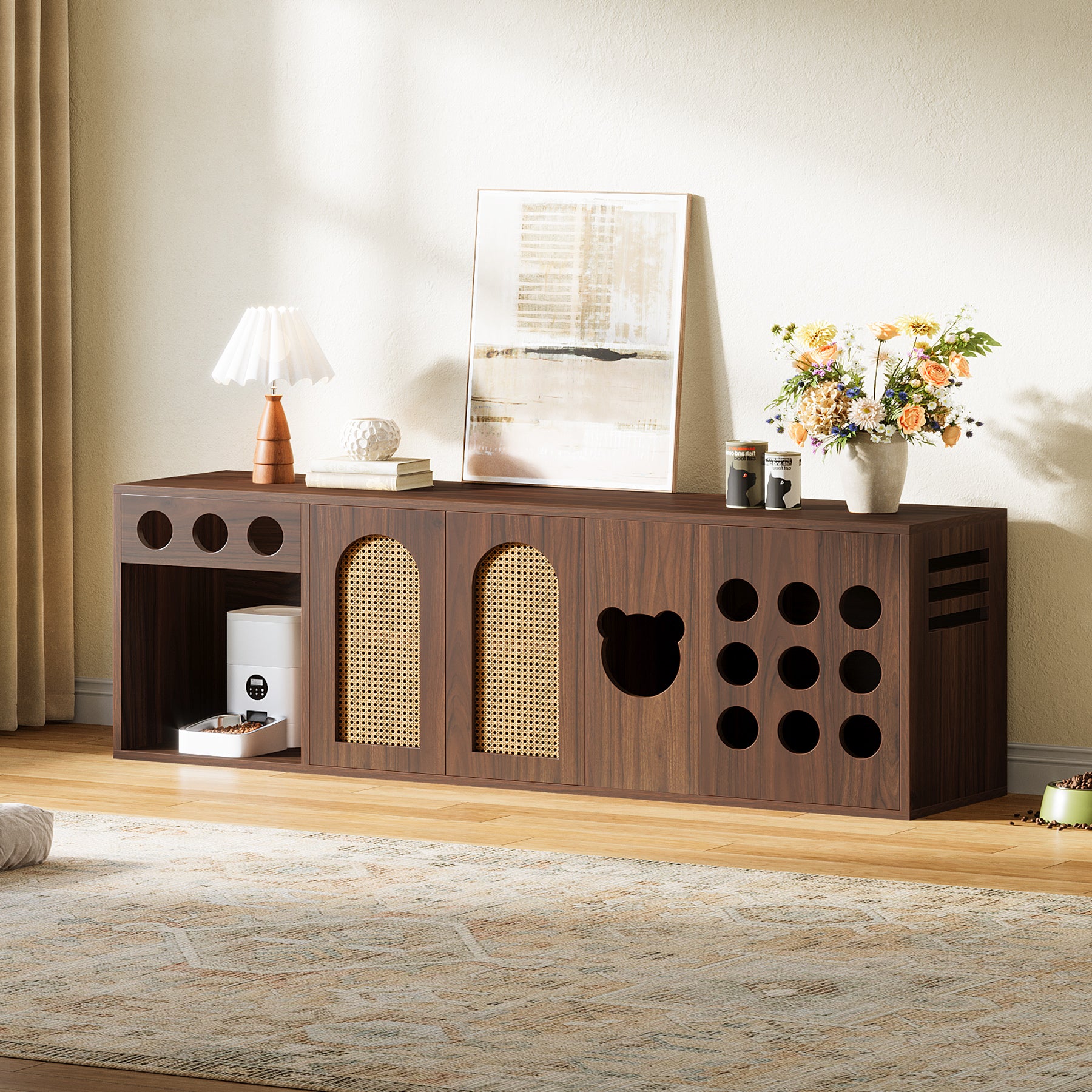 70.9" Cat Litter Box Enclosure, Extra Large Hidden Litter Box Cabinet Cat House