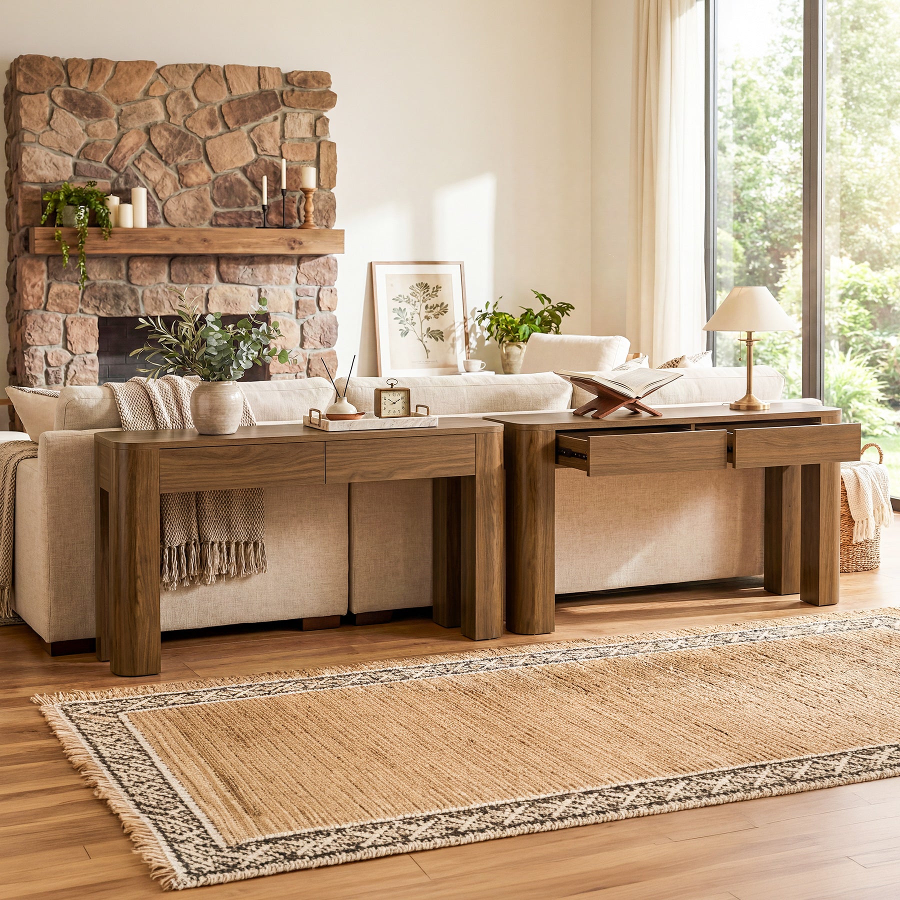 63" Console Table with Drawers, Narrow Entryway & Sofa Table with Storage for Behind Couch