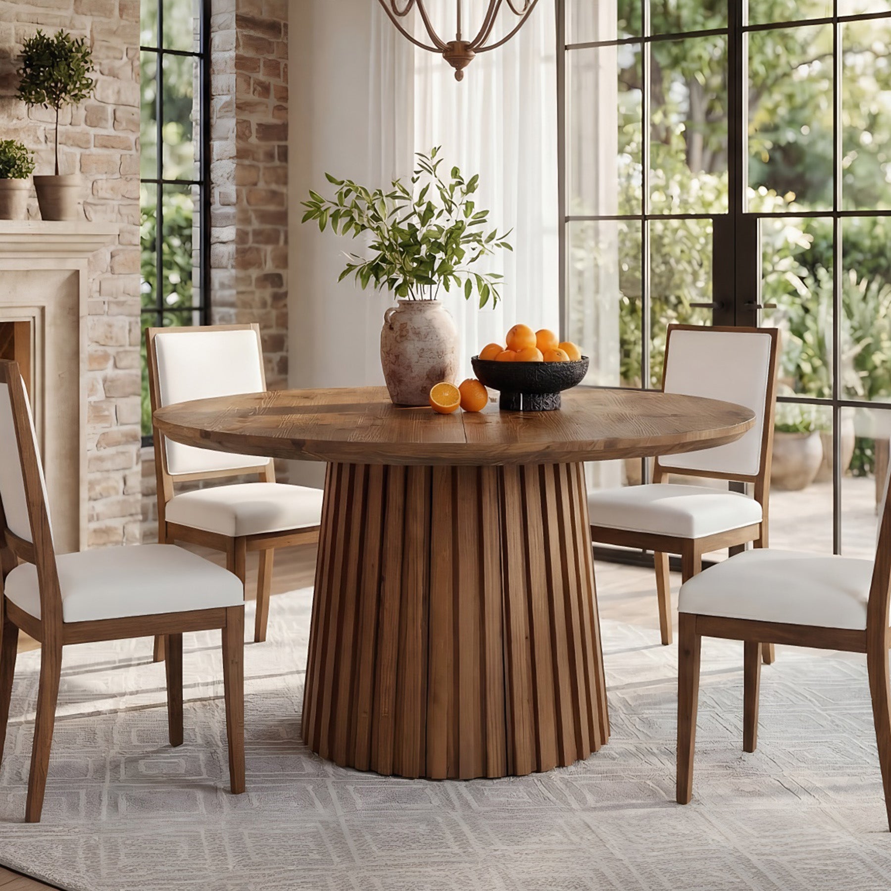 Tribesigns 47.24" Round Dining Table, Solid Wood Table for 4-6 People
