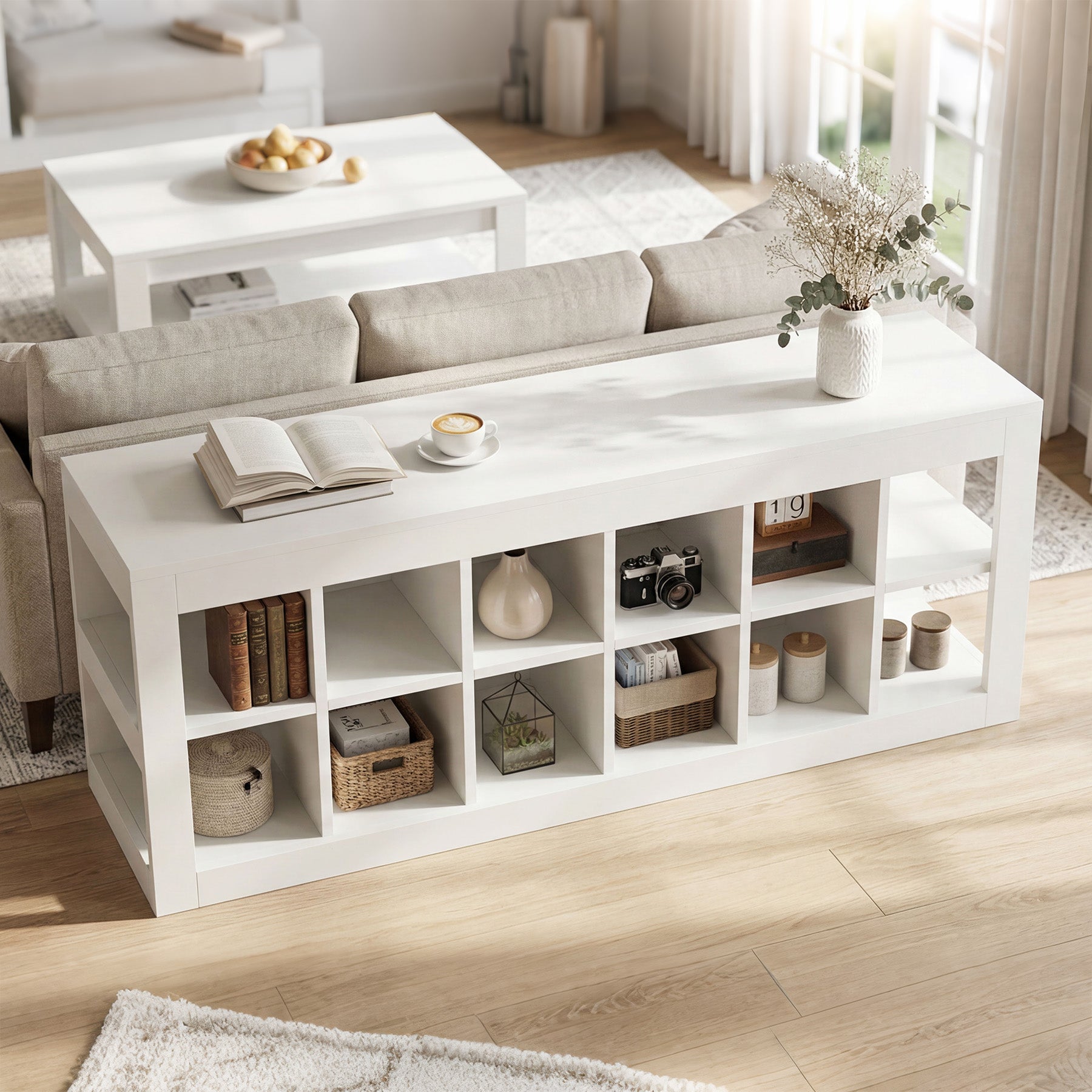 52.36" 12 Cube Organizer Bookcase, 2-Tier Open Shelf Storage for Living Room Bedroom Office