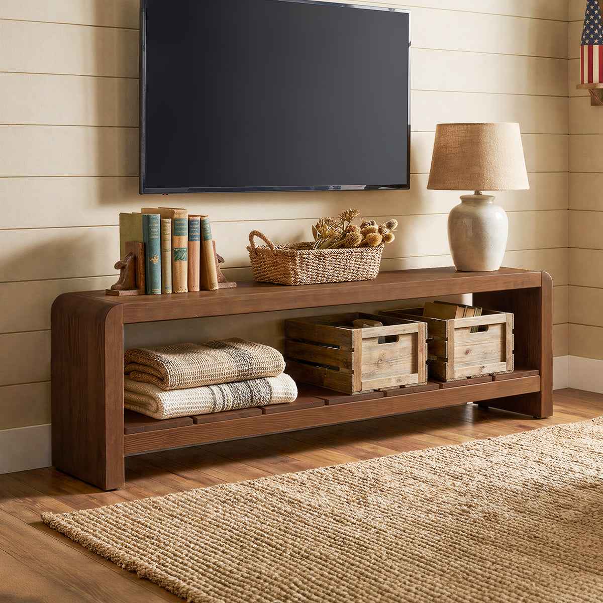 Solid Wood Tv Stand, Rustic Entertainment Center Media Console for Tv Up to 65"