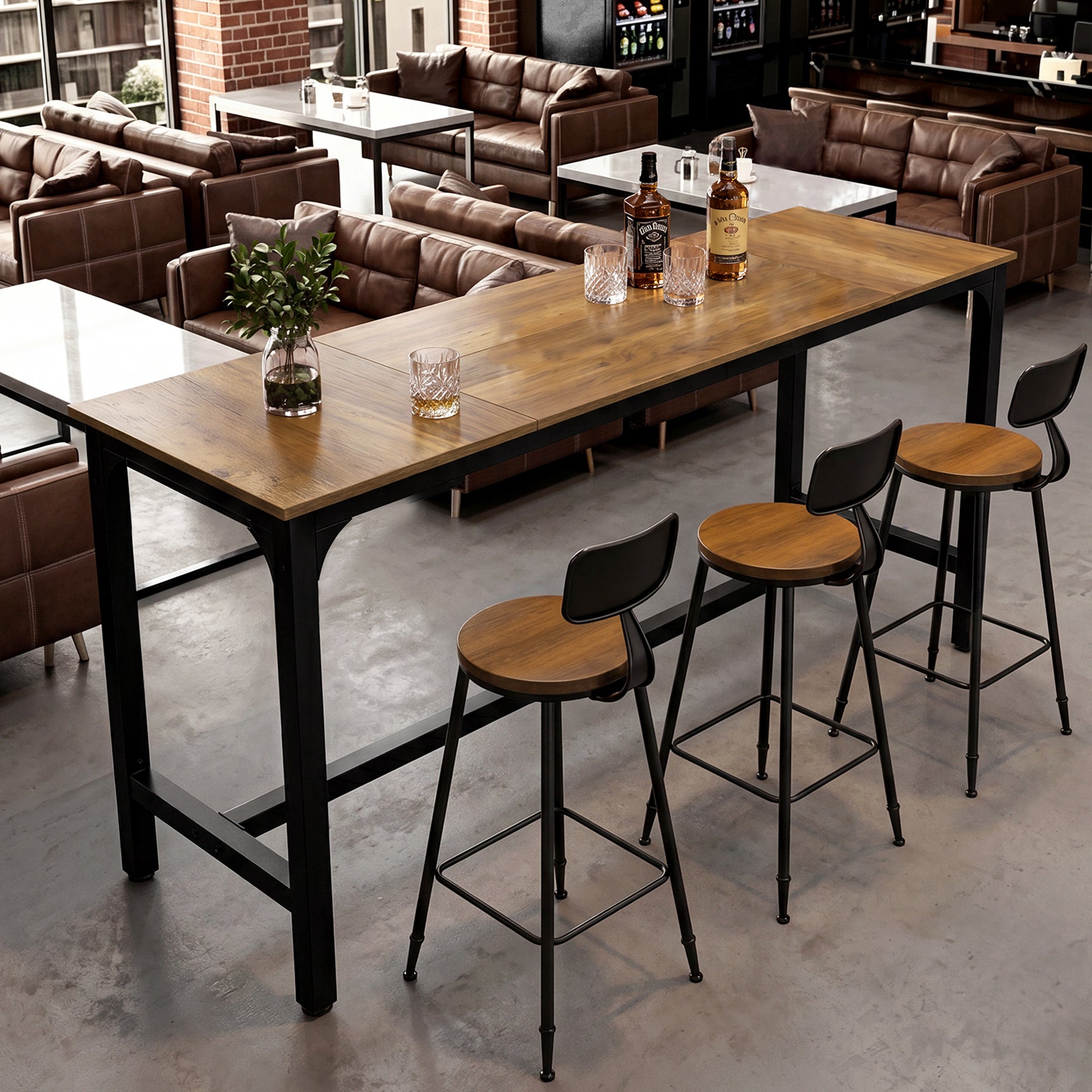 70.9" Long Industrial Bar Table, Rectangular Counter Height Pub Table for Kitchen Home Bar