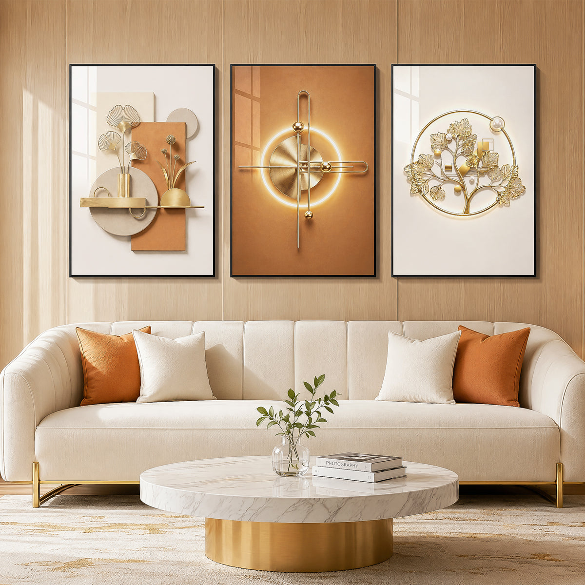 Tribesigns Crystal Coating Modern Framed Wall Art,3 Piece Canvas Wall Decor