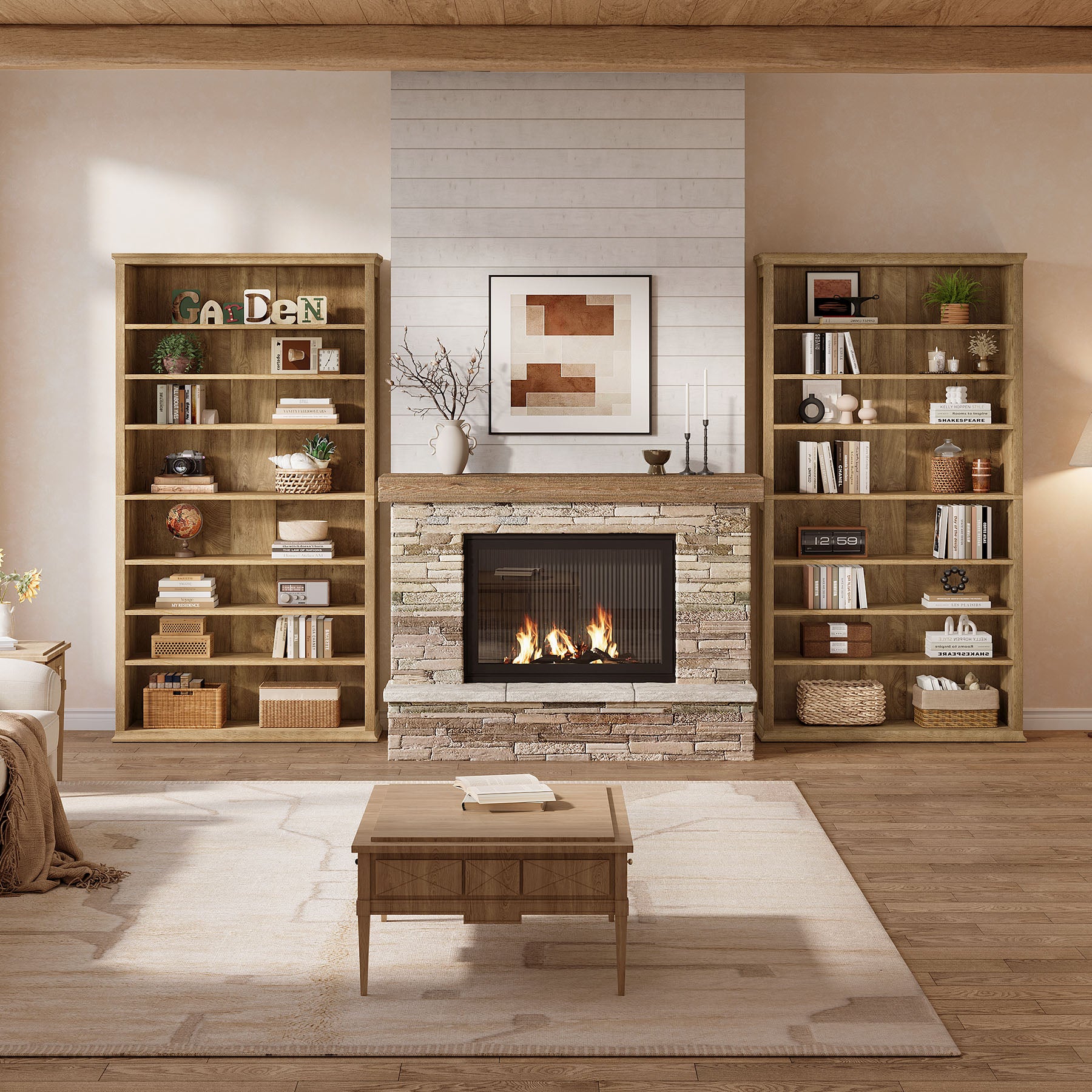 71" Tall Bookshelf, 8-Tier Bookcase FreeStanding Display Etagere with Adjustable Shelves