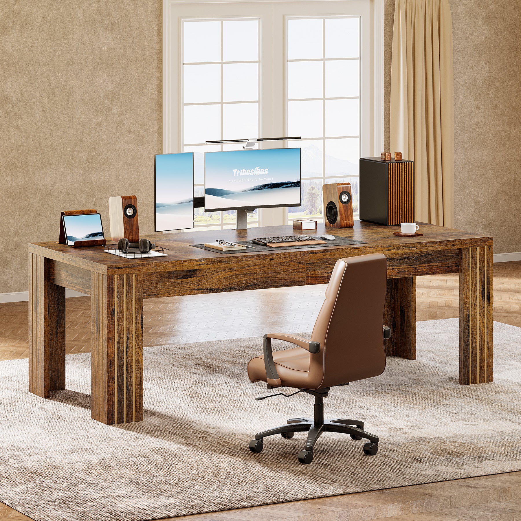 78.7" Two Person Desk, Large Double Computer Table Workstation for Home Office