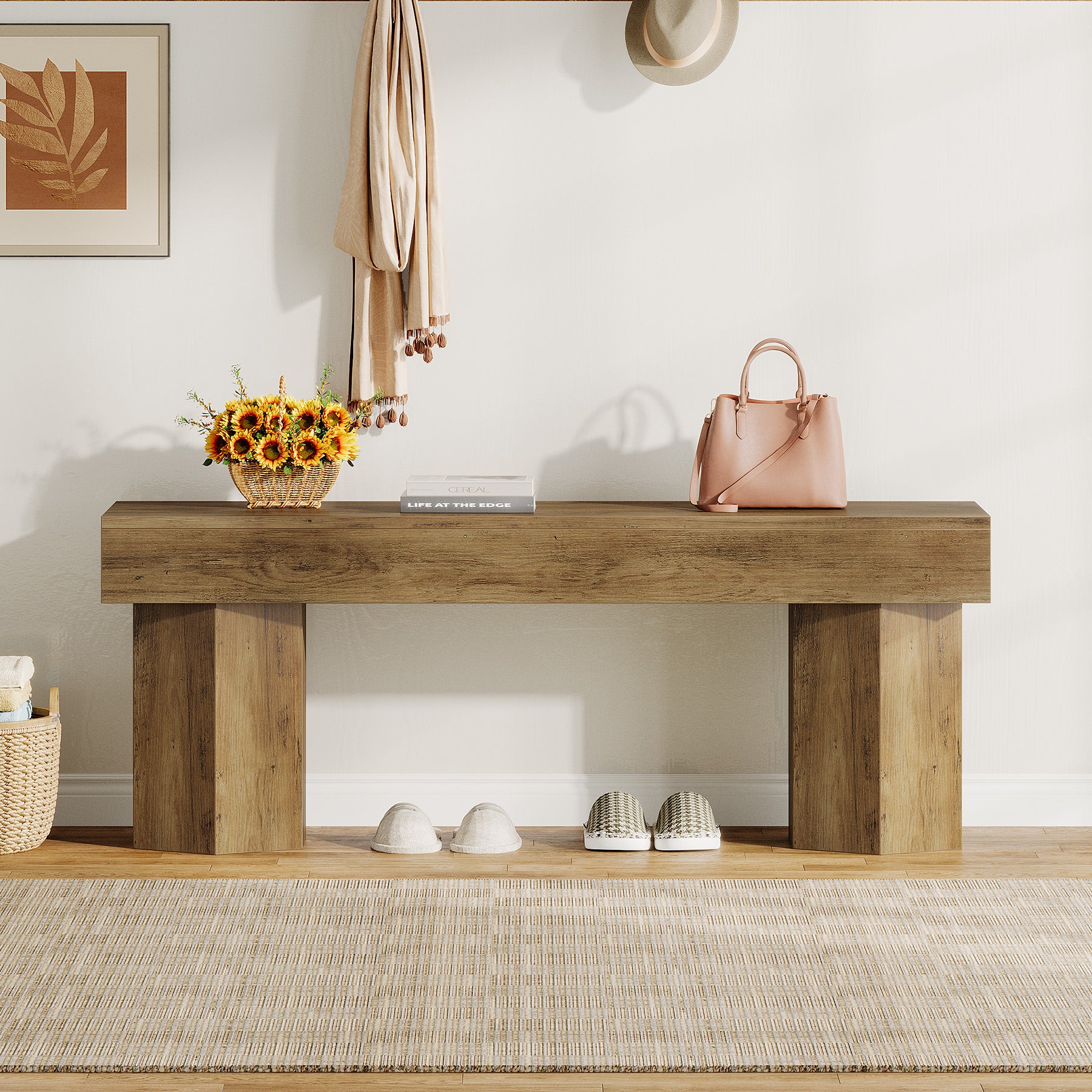 41" Entryway Bench, Wooden Indoor Hallway Bench