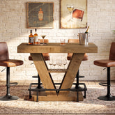 47" Counter Height Bar Table with Footrest, V-Shaped Support & 2-Tier Storage 3