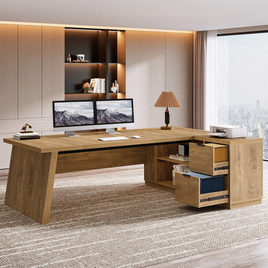 78" L Shaped Executive Desk, Corner Computer Desk Home Office Desk Tribesigns
